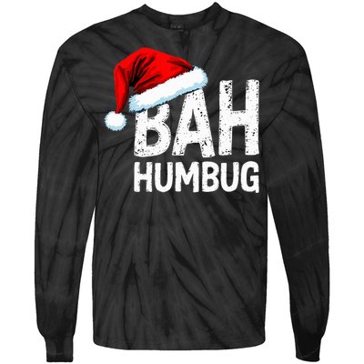 Vintage Bah Humbug Christmas Santa Funny Xmas Party Tie-Dye Long Sleeve Shirt