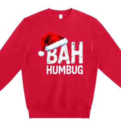 Vintage Bah Humbug Christmas Santa Funny Xmas Party Premium Crewneck Sweatshirt