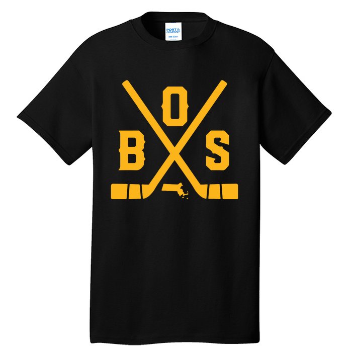 Vintage Boston Hockey Sticks State Outline Tall T-Shirt