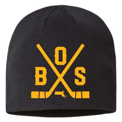 Vintage Boston Hockey Sticks State Outline Sustainable Beanie