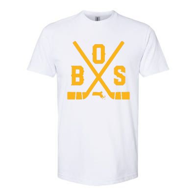 Vintage Boston Hockey Sticks State Outline Softstyle CVC T-Shirt