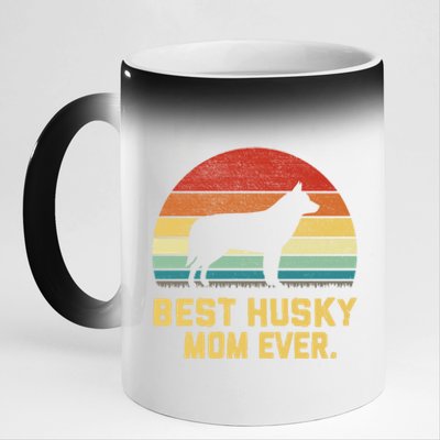 Vintage Best Husky Mom Ever Gift 11oz Black Color Changing Mug