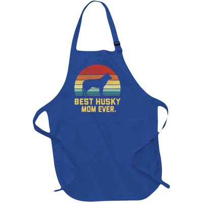 Vintage Best Husky Mom Ever Gift Full-Length Apron With Pockets