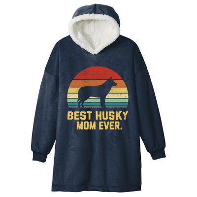 Vintage Best Husky Mom Ever Gift Hooded Wearable Blanket