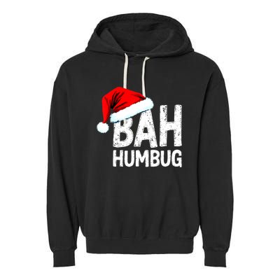 Vintage Bah Humbug Christmas Santa Funny Xmas Party Garment-Dyed Fleece Hoodie