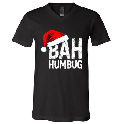 Vintage Bah Humbug Christmas Santa Funny Xmas Party V-Neck T-Shirt