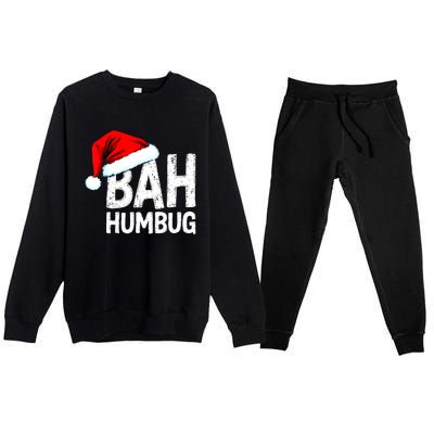 Vintage Bah Humbug Christmas Santa Funny Xmas Party Premium Crewneck Sweatsuit Set