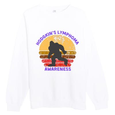 Vintage Bigfoot Hodgkin’s Lymphoma Awareness Premium Crewneck Sweatshirt