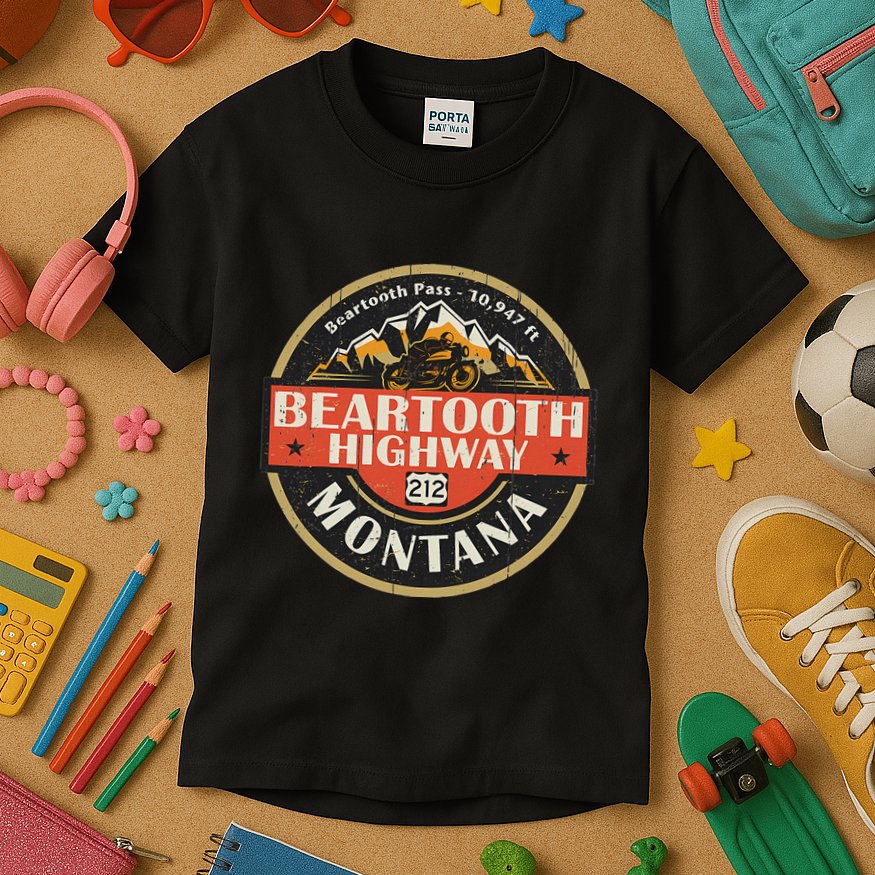 Vintage Beartooth Highway Mountain Hiking Nature Kids T-Shirt