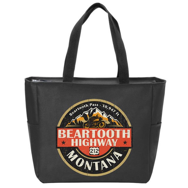 Vintage Beartooth Highway Mountain Hiking Nature Zip Tote Bag