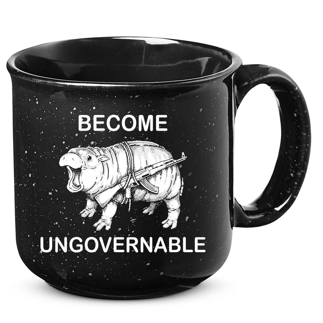 Vintage Become Hippo Ungovernable Baby Moodeng 15oz Campfire Ceramic Mug