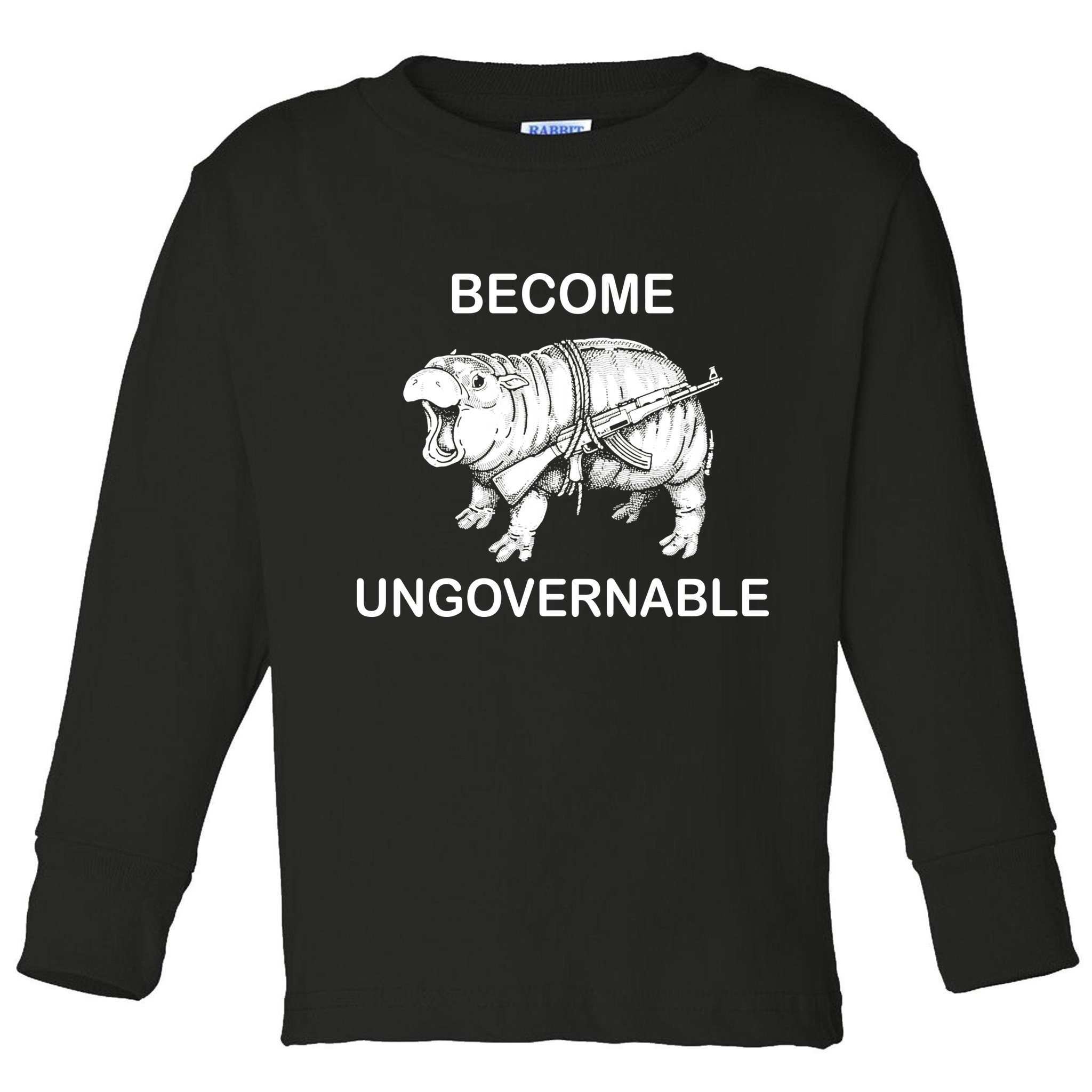 Vintage Become Hippo Ungovernable Baby Moodeng Toddler Long Sleeve Shirt