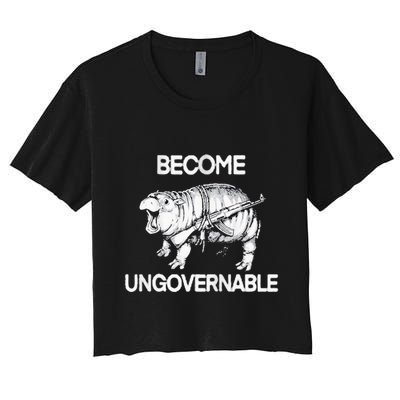 Vintage Become Hippo Ungovernable Baby Moodeng Crop Top