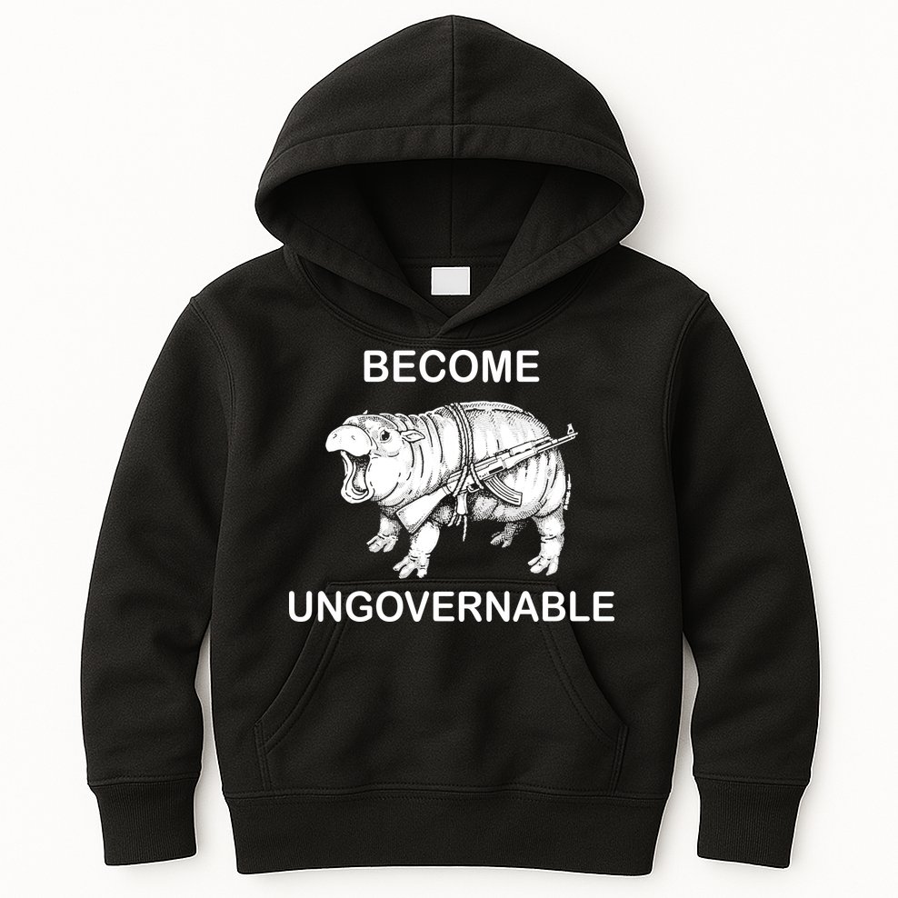 Vintage Become Hippo Ungovernable Baby Moodeng Kids Hoodie