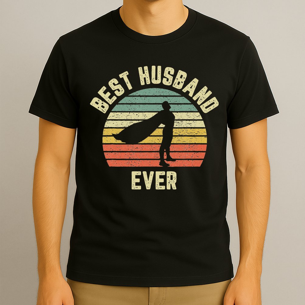 Vintage Best Husband Ever Superhero Fun Retro Graphic T-Shirt
