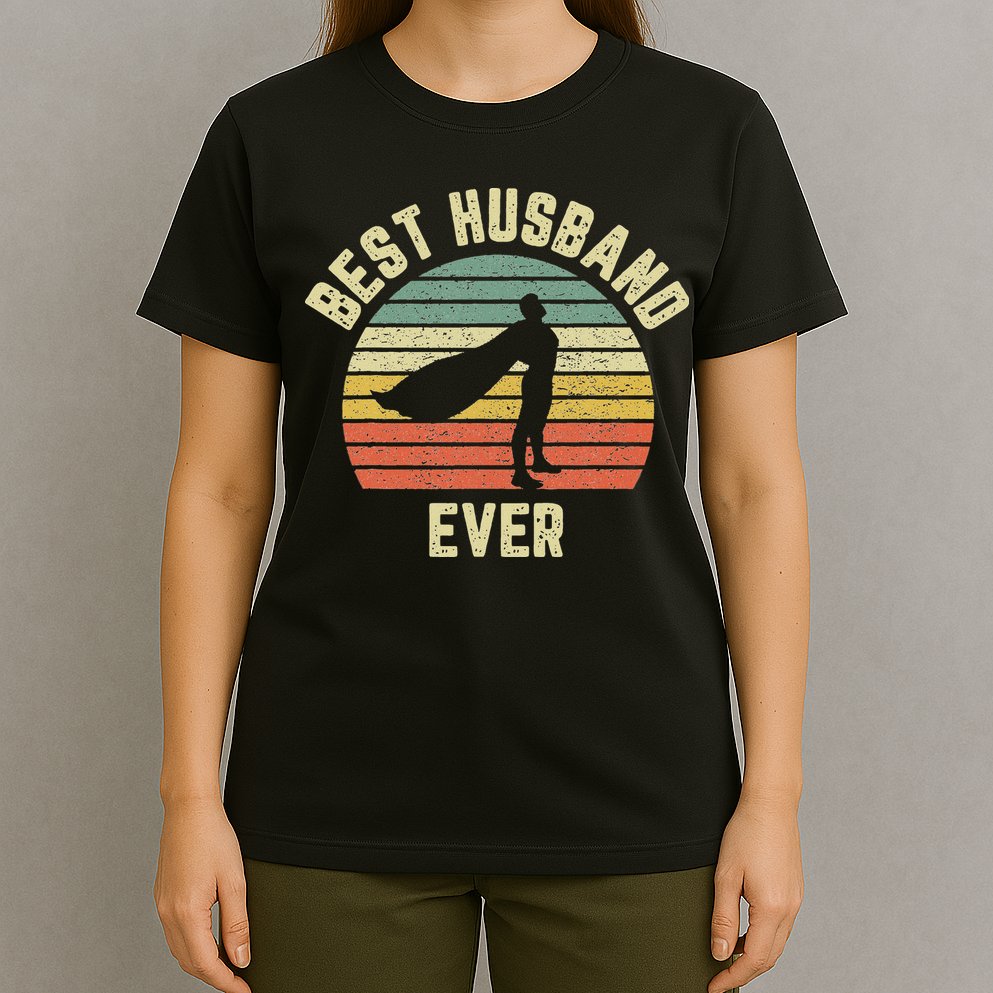 Vintage Best Husband Ever Superhero Fun Retro Graphic T-Shirt