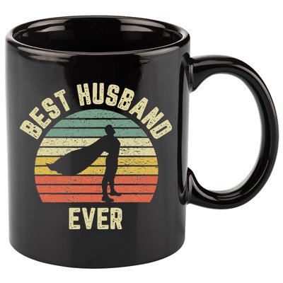 Vintage Best Husband Ever Superhero Fun Retro Graphic 11oz C Handle Ceramic Mug