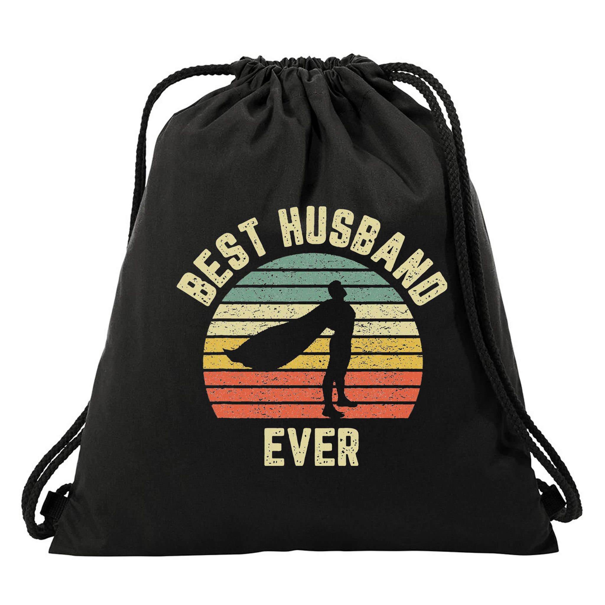 Vintage Best Husband Ever Superhero Fun Retro Graphic Drawstring Bag