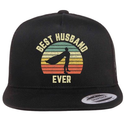 Vintage Best Husband Ever Superhero Fun Retro Graphic Flat Bill Trucker Hat