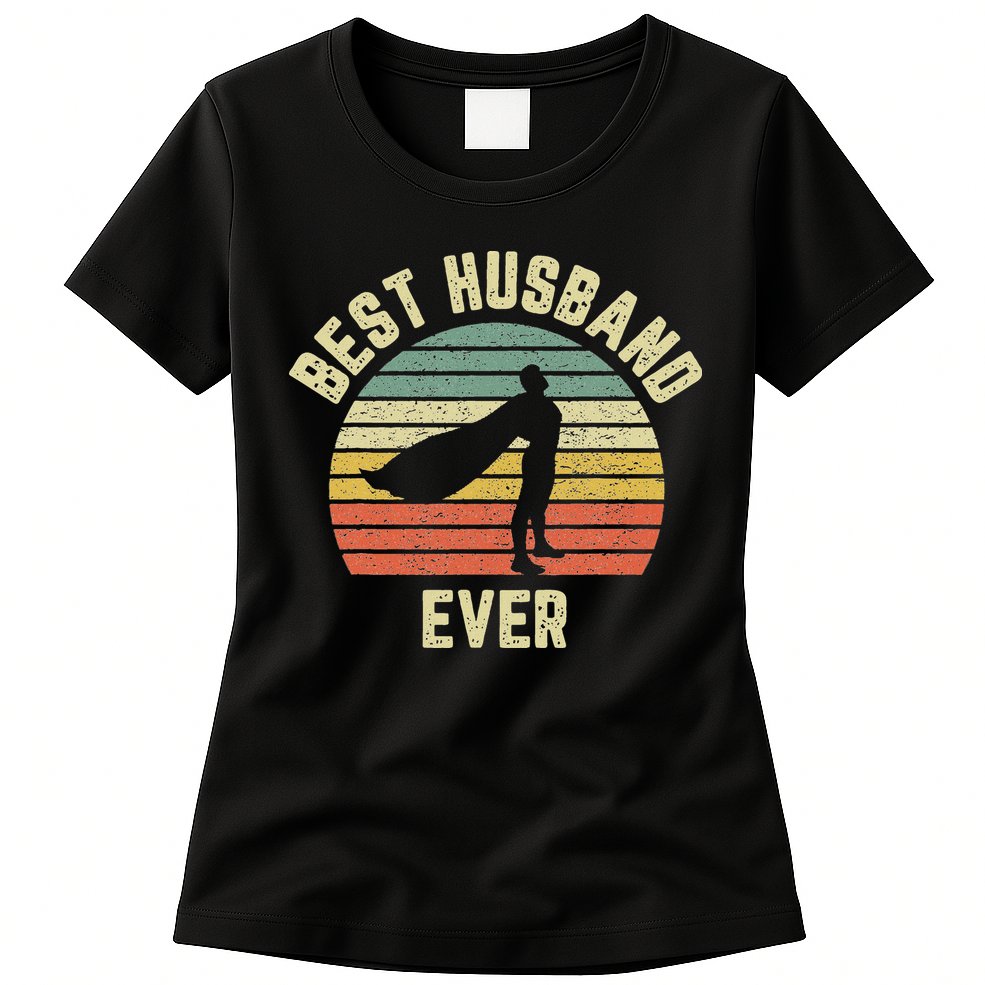 Vintage Best Husband Ever Superhero Fun Retro Graphic Womens T-Shirt