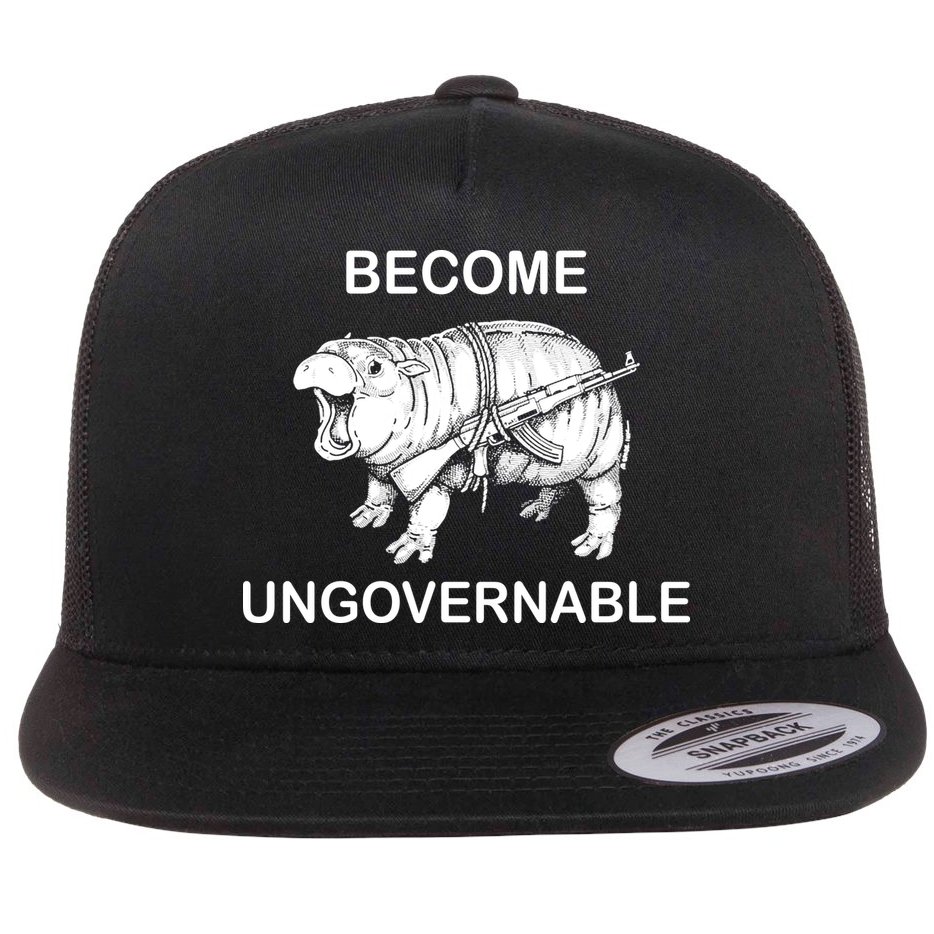 Vintage Become Hippo Ungovernable Baby Moodeng Flat Bill Trucker Hat
