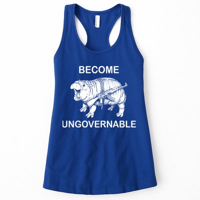 Vintage Become Hippo Ungovernable Baby Moodeng Womens Tank Top