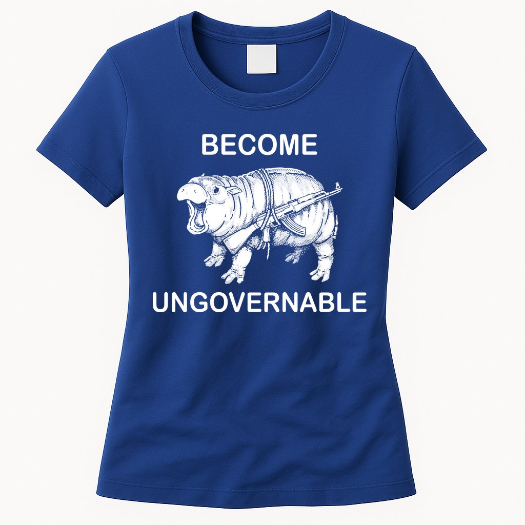 Vintage Become Hippo Ungovernable Baby Moodeng Womens T-Shirt