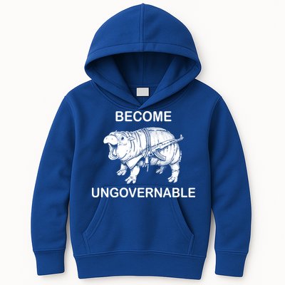 Vintage Become Hippo Ungovernable Baby Moodeng Kids Hoodie