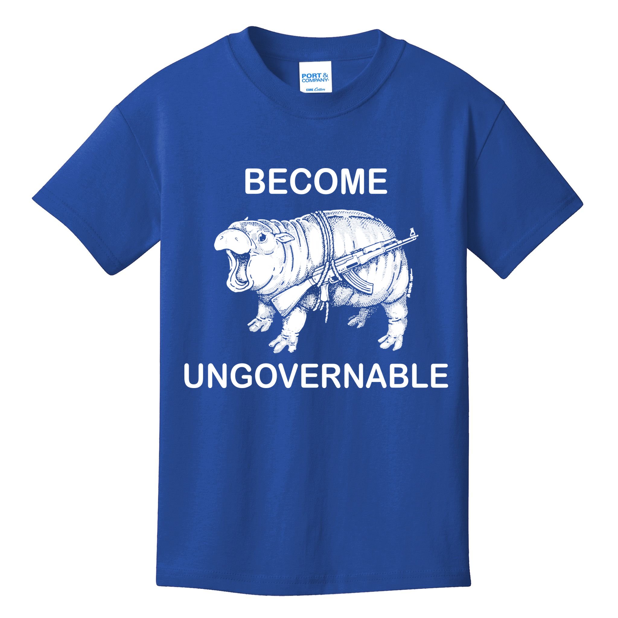 Vintage Become Hippo Ungovernable Baby Moodeng Kids T-Shirt