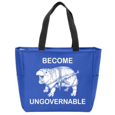 Vintage Become Hippo Ungovernable Baby Moodeng Zip Tote Bag