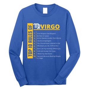 Virgo Birthday Horoscope Gift Top 10 Rules Of Virgo Zodiac Gift Long Sleeve Shirt