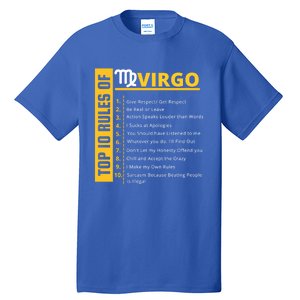 Virgo Birthday Horoscope Gift Top 10 Rules Of Virgo Zodiac Gift Tall T-Shirt