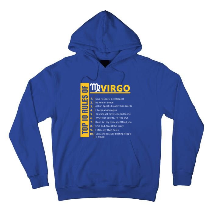 Virgo Birthday Horoscope Gift Top 10 Rules Of Virgo Zodiac Gift Tall Hoodie