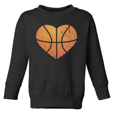 Vintage Basketball Heart Gift Retro Player Valentine's Day Toddler Sweatshirt