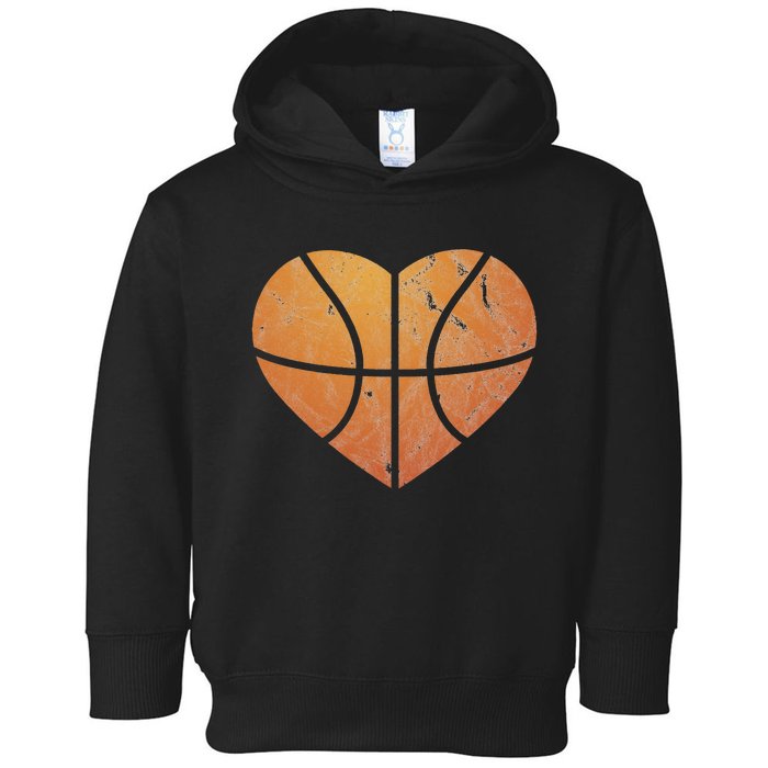 Vintage Basketball Heart Gift Retro Player Valentine's Day Toddler Hoodie