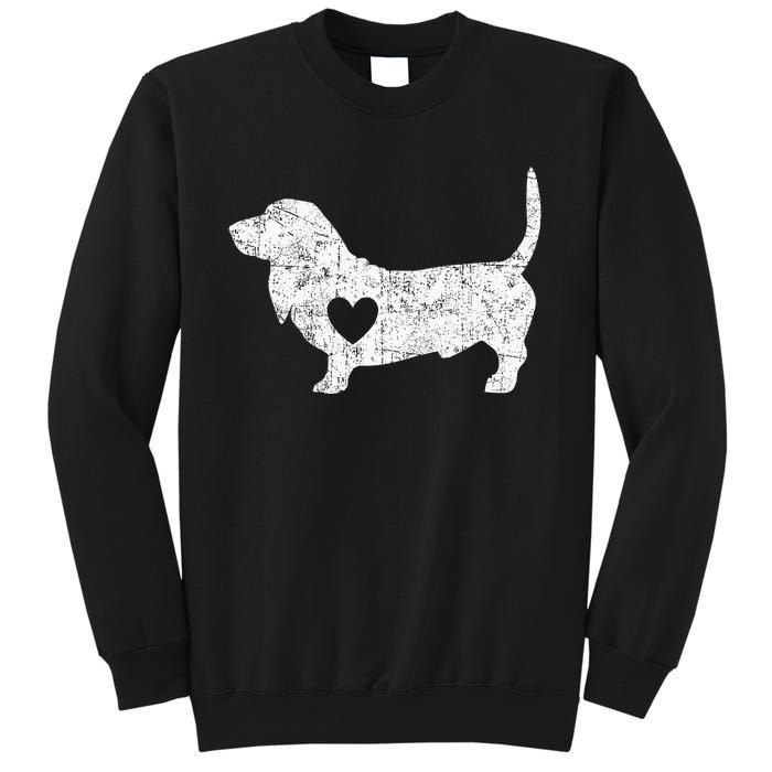 Vintage Basset Hound Heart Silhouette Dog Puppy Sweatshirt