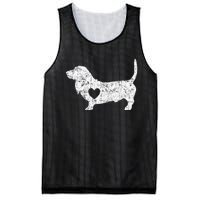 Vintage Basset Hound Heart Silhouette Dog Puppy Mesh Reversible Basketball Jersey Tank