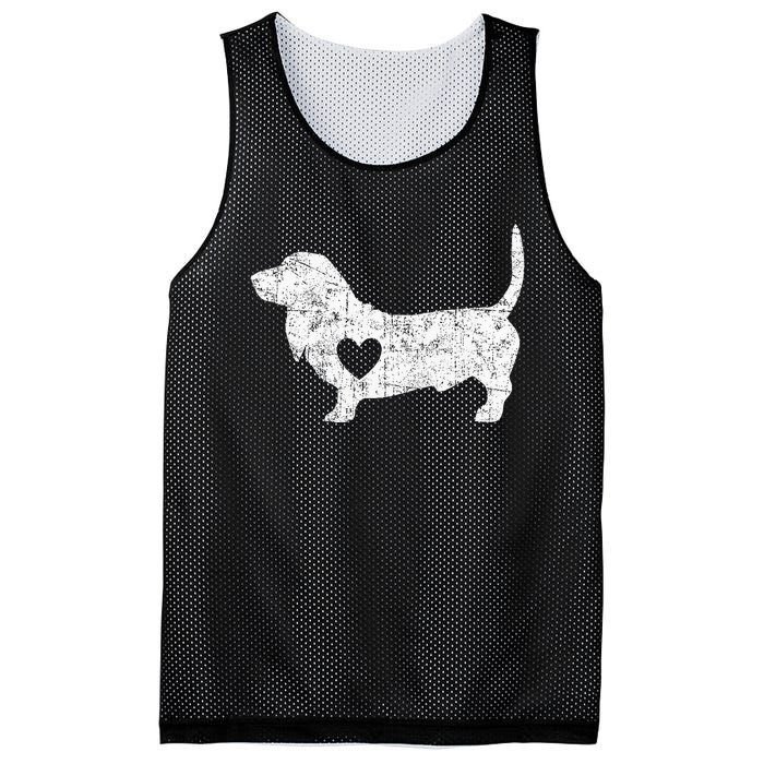 Vintage Basset Hound Heart Silhouette Dog Puppy Mesh Reversible Basketball Jersey Tank