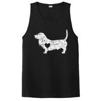 Vintage Basset Hound Heart Silhouette Dog Puppy PosiCharge Competitor Tank