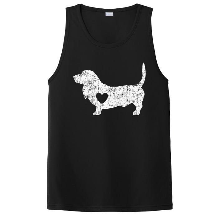 Vintage Basset Hound Heart Silhouette Dog Puppy PosiCharge Competitor Tank