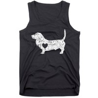 Vintage Basset Hound Heart Silhouette Dog Puppy Tank Top