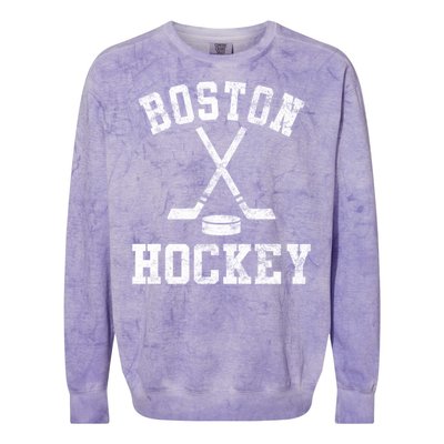 Vintage Boston Hockey Gift Colorblast Crewneck Sweatshirt