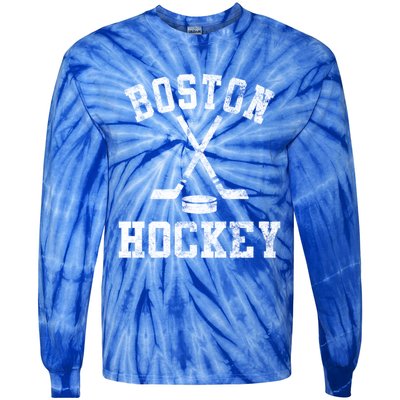 Vintage Boston Hockey Gift Tie-Dye Long Sleeve Shirt