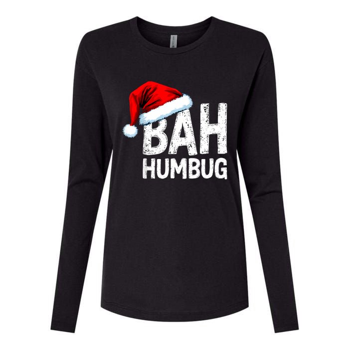 Vintage Bah Humbug Christmas Santa Funny Xmas Party Womens Cotton Relaxed Long Sleeve T-Shirt