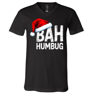 Vintage Bah Humbug Christmas Santa Funny Xmas Party V-Neck T-Shirt