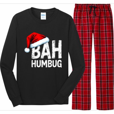 Vintage Bah Humbug Christmas Santa Funny Xmas Party Long Sleeve Pajama Set