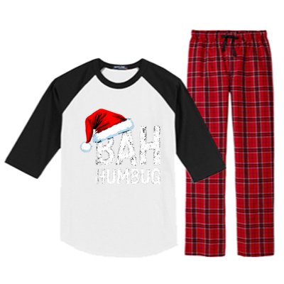 Vintage Bah Humbug Christmas Santa Funny Xmas Party Raglan Sleeve Pajama Set