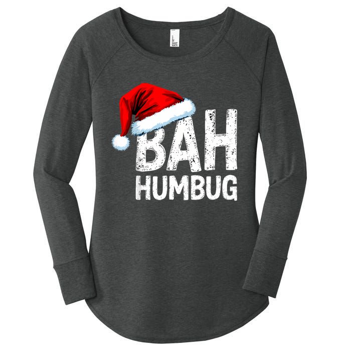 Vintage Bah Humbug Christmas Santa Funny Xmas Party Women's Perfect Tri Tunic Long Sleeve Shirt