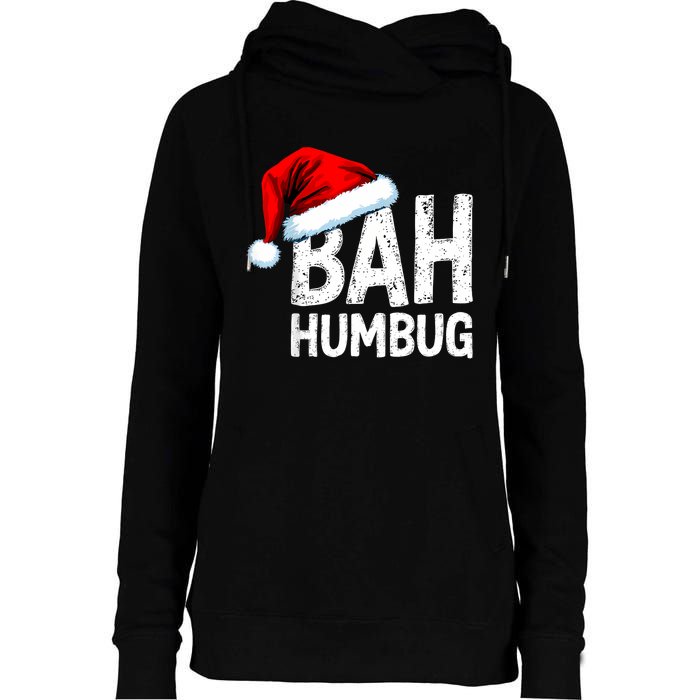 Vintage Bah Humbug Christmas Santa Funny Xmas Party Womens Funnel Neck Pullover Hood