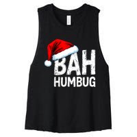 Vintage Bah Humbug Christmas Santa Funny Xmas Party Women's Racerback Cropped Tank